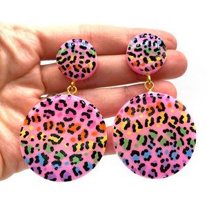 Rainbow Leopard Print Statement earrings